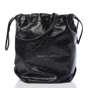 saint laurent black glazed teddy bucket bag
